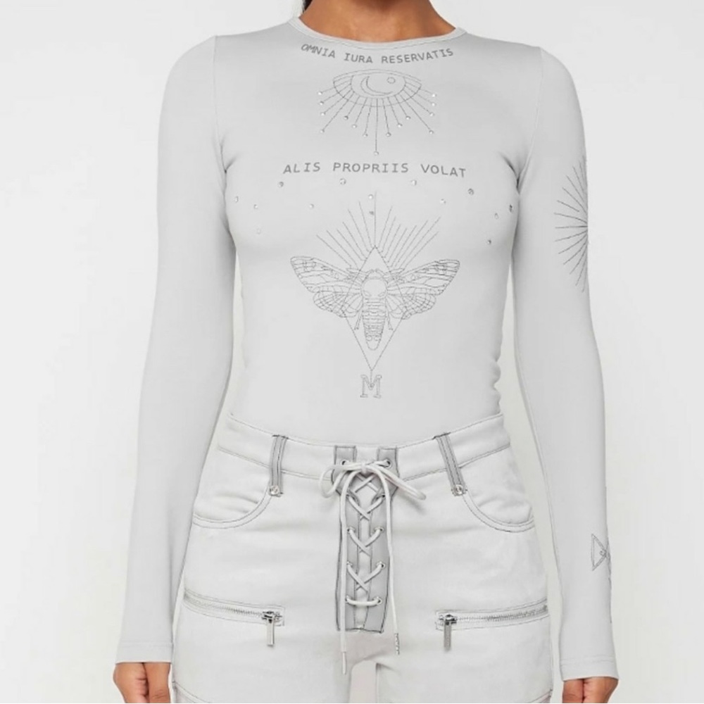 maniere de voir white long sleeve bodysuit size UK size 6